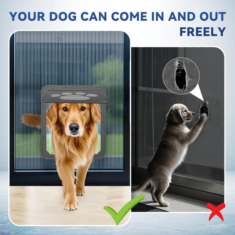 PETLESO Dog Door for Screen Doors, Large Dog Opening for Sliding Doors, Inner Flap 12"Ã—14" Lockable Magnetic with Automatic Close, Sturdy ABS Pet Doorway for Small to Large Dogs (Black) - Image 4